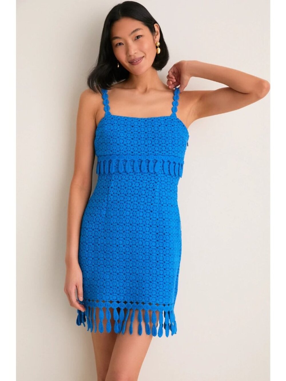 SAYLOR Crochet Caitriona Mini Dress Cornflower Size XS NWT